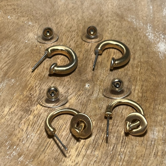 Gold Tone Half Hoop Earrings - Picture 10 of 11